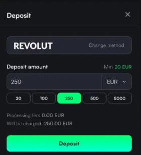 TrueLuck Casino Κατάθεση